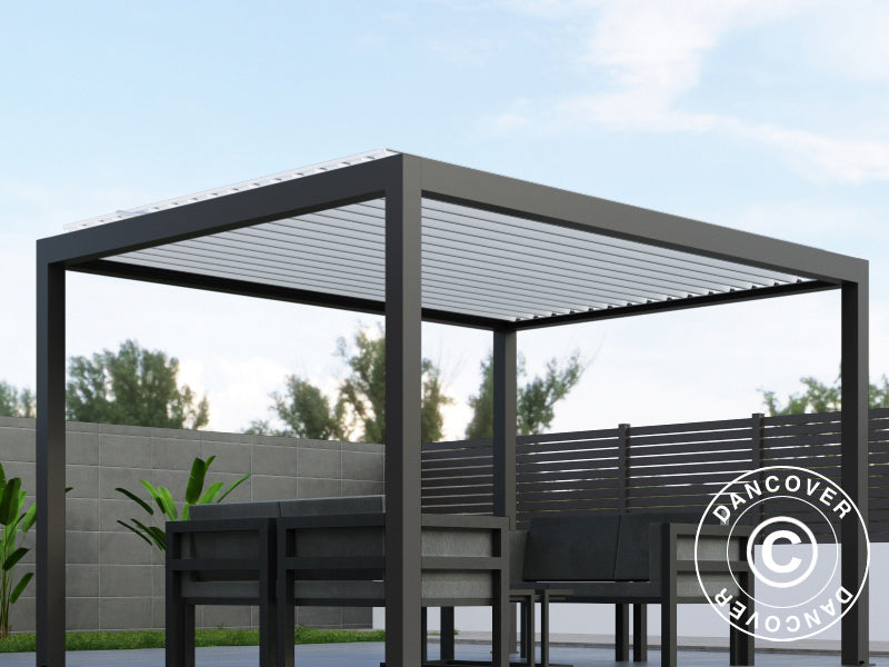 Bioclimatic pergola gazebo Génova, 4x4 m, Anthracite/White