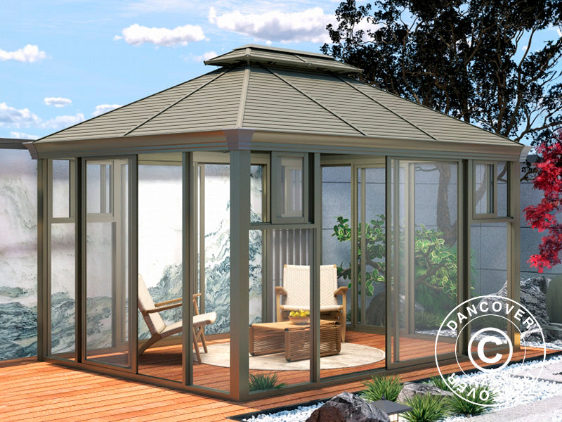 Aiapaviljon San Bruno, polükarbonaadist külgseinad, 3x4m, Messing