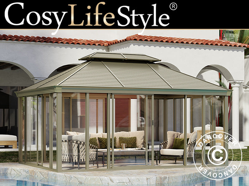 Lapene San Bruno ar polikarbonāta sānsienām, 3,6x5m, Misiņa krāsa