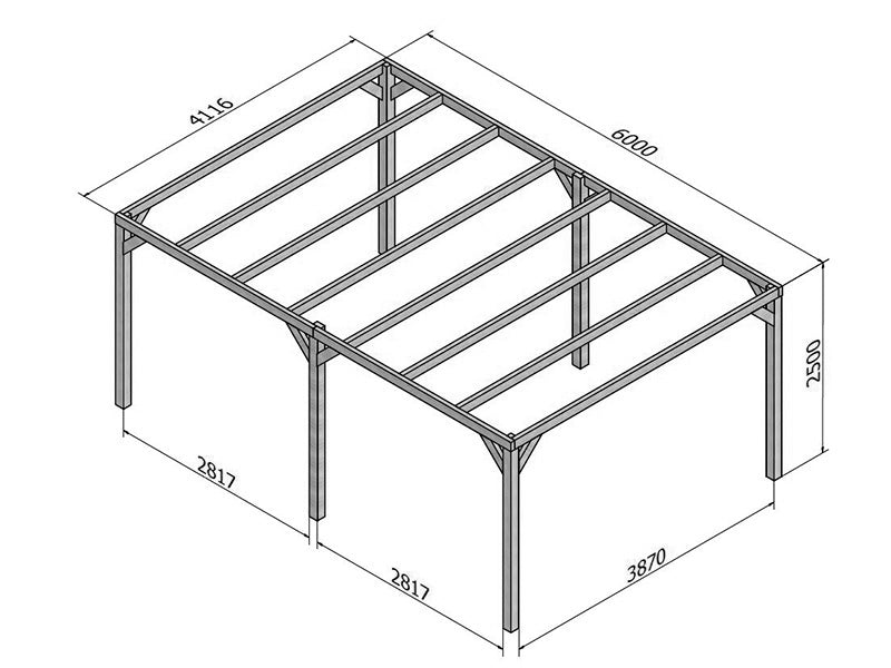 Pavilhão pergola em madeira Fuengirola, 4x6x2,5m, Castanho