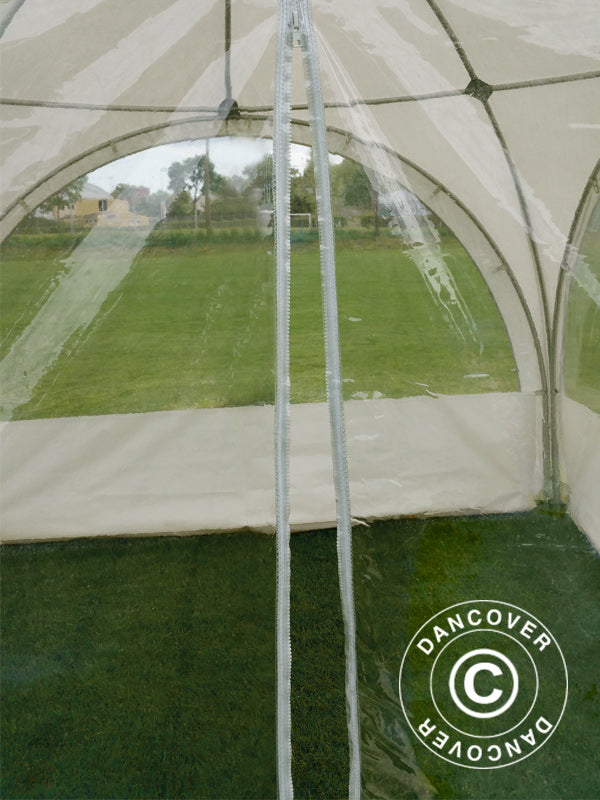 Muro lateral con ventana y cremallera para carpa Multipavillon en forma de cúpula 3x1,95m, Blanco