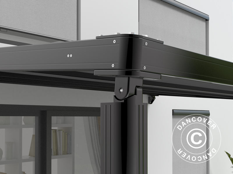 Terrassikate, seinale kinnitatav pergola Santa Ynez, 4x3m, Must/Tumehall