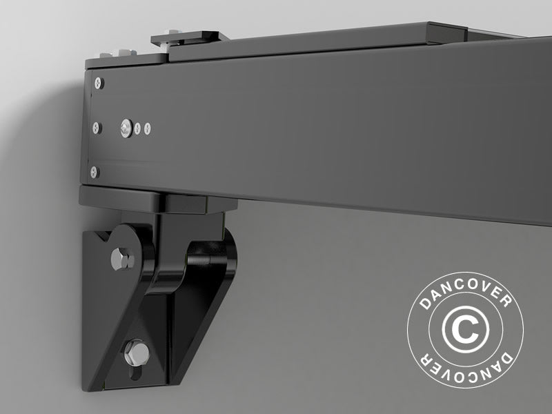 Terrassikate, seinale kinnitatav pergola Santa Ynez, 4x3m, Must/Tumehall