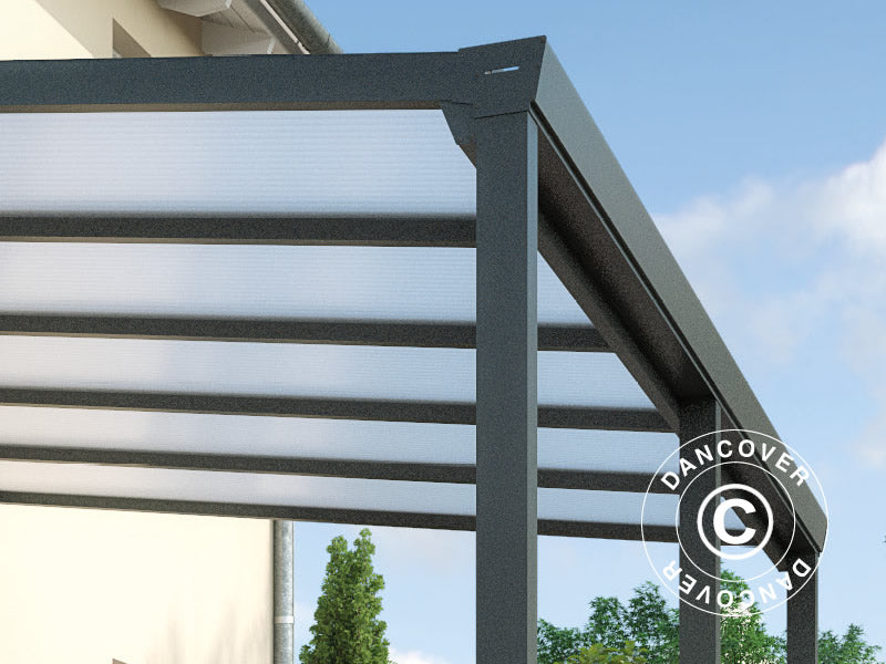 Terasos stogas Easy su polikarbonato stogu, 3x4m, Antracitas