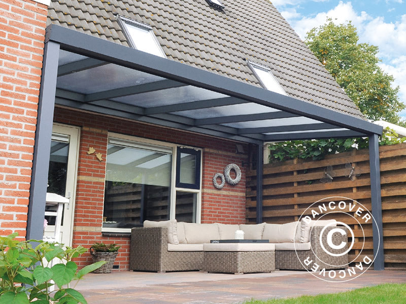 Patio Cover Expert w/Polycarbonate Roof, 3x3 m, Anthracite