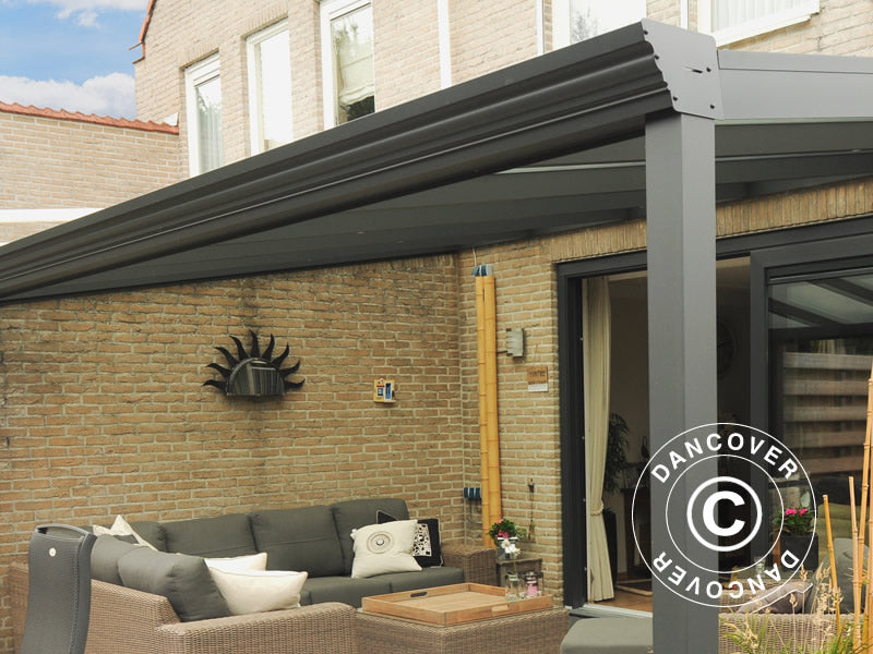 Pergola Addossata Expert con Tetto in Policarbonato, 3x4m, Antracite