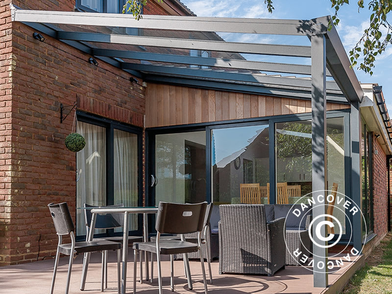 Patio Cover Expert w/Glass Roof, 3x3 m, Anthracite