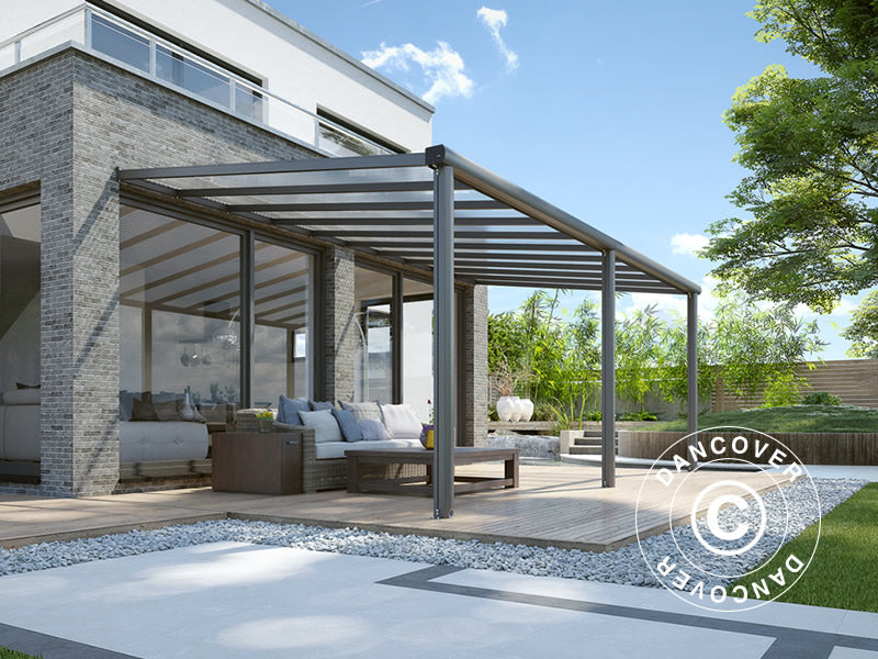 Patio Cover Compact w/Polycarbonate Roof, 3x5.44x m, Anthracite