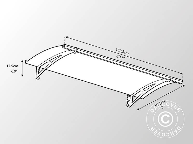 Marquesina para puerta Aquila, Palram/Canopia, 0,915x1,505m, Gris oscuro/Traslúcido
