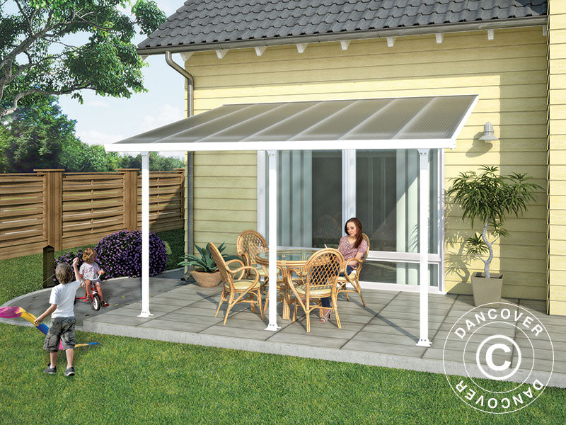Pergola adossée Feria, Palram/Canopia, 3x4,25m, Blanc