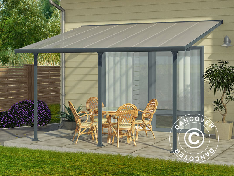 Pergola adossée Feria, Palram/Canopia, 3x4,25m, Gris