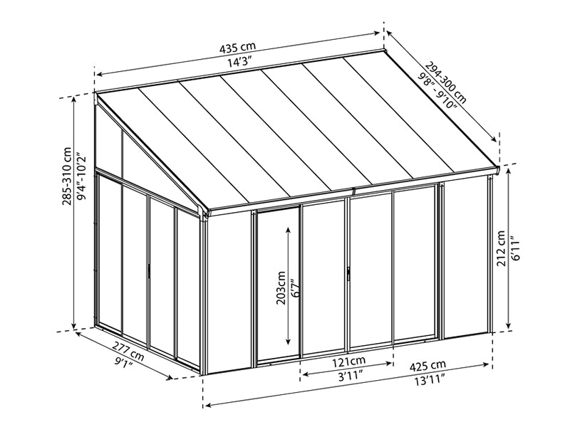 Porche SanRemo, Palram/Canopia, 3x4,25m Antracita