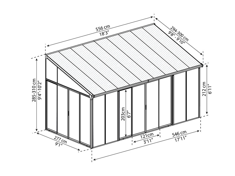 Wintergarten SanRemo, Palram/Canopia, 3x5,46m, Anthrazit