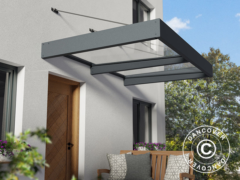 Pensilina Sophia XL 2000, Palram/Canopia, 1,40x1,92x0,17m, Grigio scuro/Trasparente