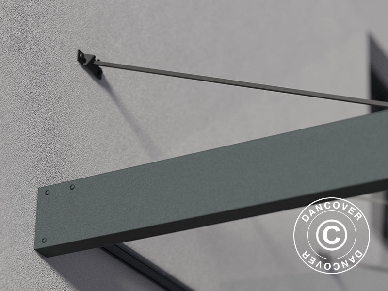 Türvordach Sophia XL 5000, Palram/Canopia, 1,40x4,71x0,17m, Dunkelgrau/Klar
