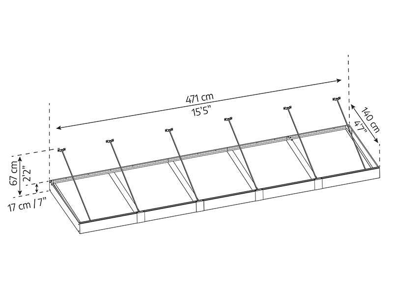 Deurluifel Sophia XL 5000, Palram/Canopia, 1,40x4,71x0,17m, Donkergrijs/Helder