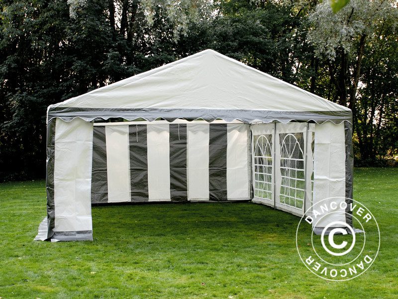 Partyzelt PLUS 5x6m PE 700, Grau/Weiß