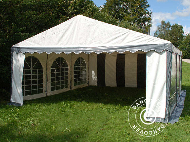 Partyzelt Original 5x6m PVC 900, Grau/Weiß