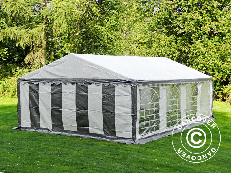 Partyzelt PLUS 5x8m PE 700, Grau/Weiß