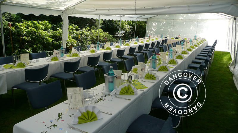 Partyzelt PLUS 5x10m PE 700, Grau/Weiß