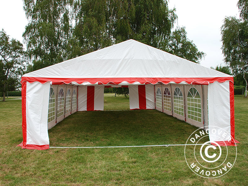 Partyzelt Exclusive 6x10m PVC, Rot/Weiß