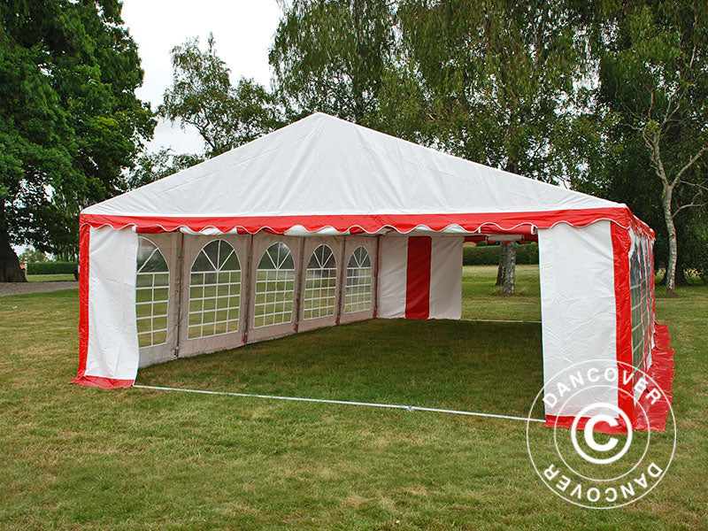 Partyzelt Exclusive 6x10m PVC, Rot/Weiß