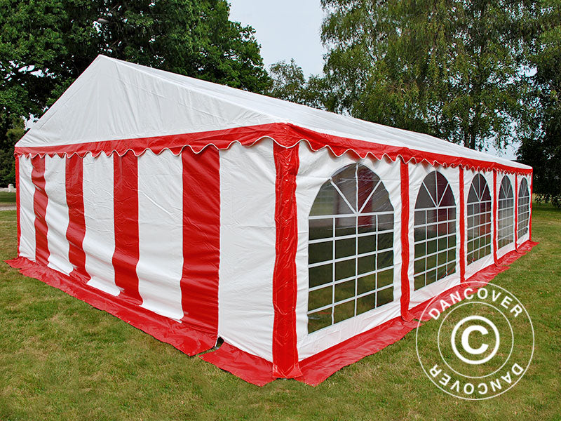 Partyzelt Exclusive 6x10m PVC, Rot/Weiß