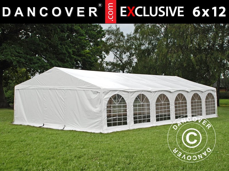 Tente de réception Exclusive 6x12m PVC 900, "Arched", Blanc