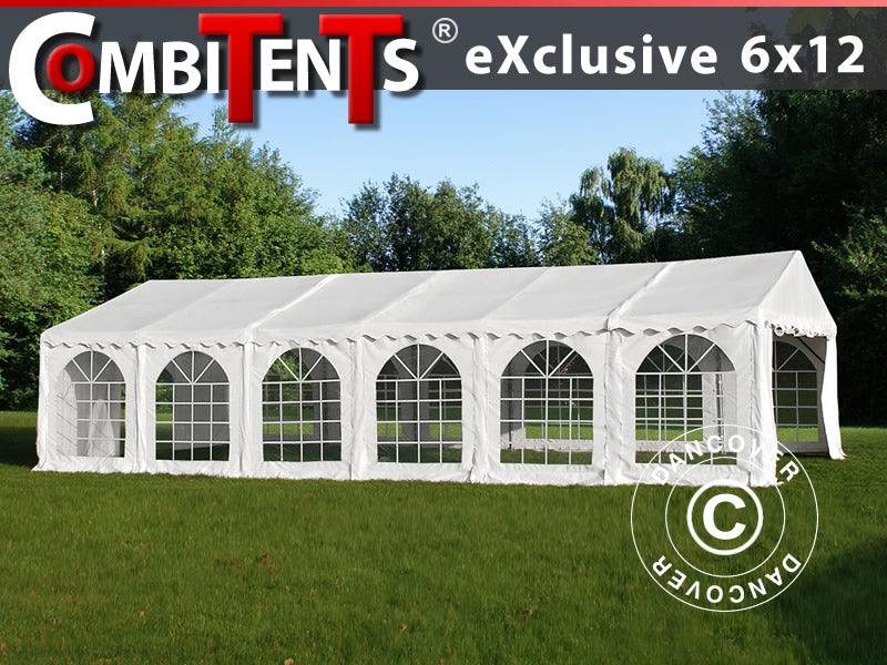 Tendone per feste, Exclusive CombiTents® 900 6x12m, 4 in 1, Bianco