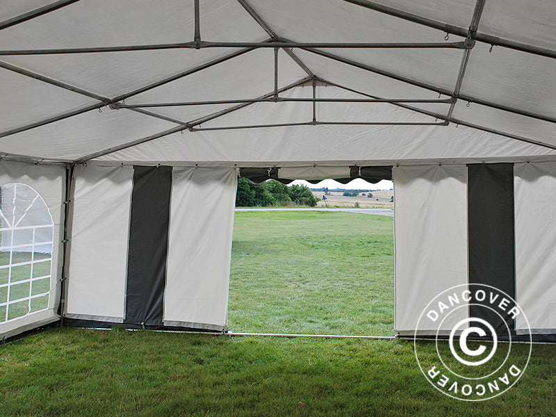 Partyzelt Original 6x8m PVC 900, Grau/Weiß