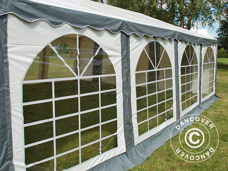 Partyzelt Original 6x8m PVC 900, Grau/Weiß