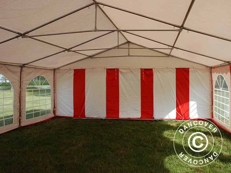 Partyzelt Original 6x8m PVC, Rot/Weiß