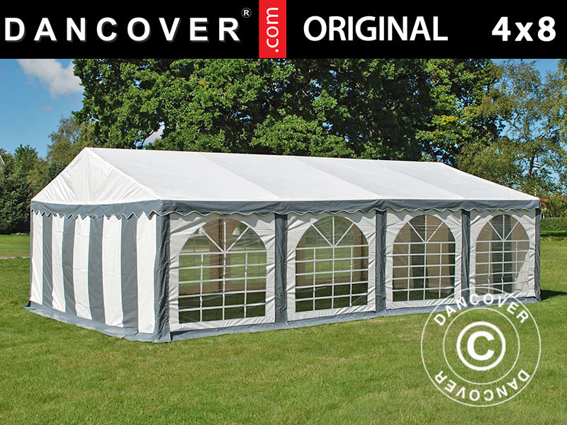 Pasākumu telts Original 4x8m PVC 900, Pelēks/Balts