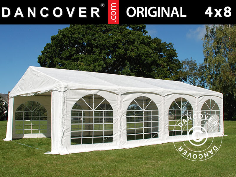 Partyzelt Original 4x8m PVC 900, "Arched", Weiß