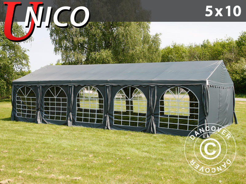 Partyzelt UNICO 5x10m, Dunkelgrau