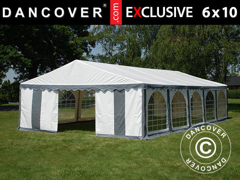 Partyzelt Exclusive 6x10m PVC 900, Grau/Weiß