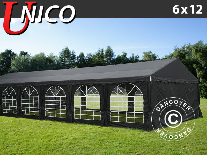 Partyzelt UNICO 6x12m, Schwarz