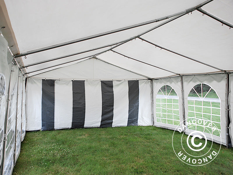 Partyzelt Original 4x10m PVC 900, Grau/Weiß
