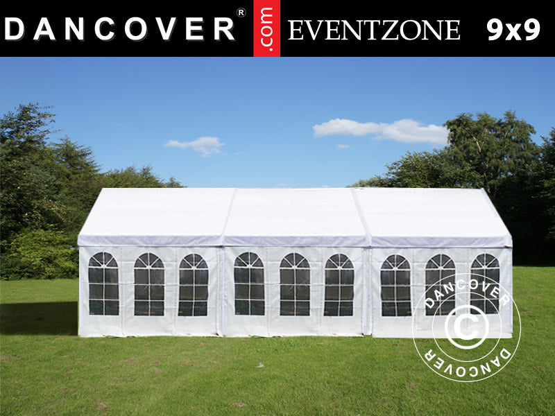 Ammattijuhlateltta EventZone 9x9m PVC, Valkoinen