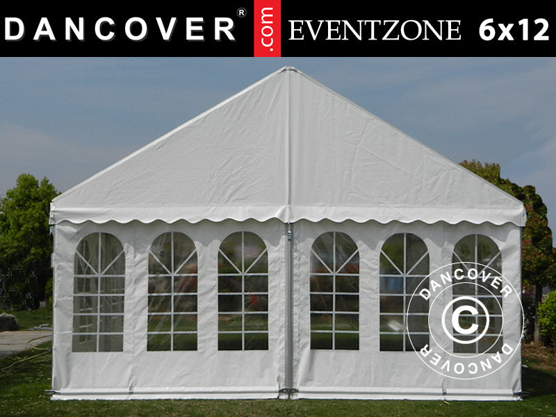 Ammattijuhlateltta EventZone 6x12m PVC, Valkoinen