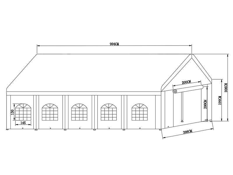 Tendone per feste Basic 4x10m PE 500, Bianco