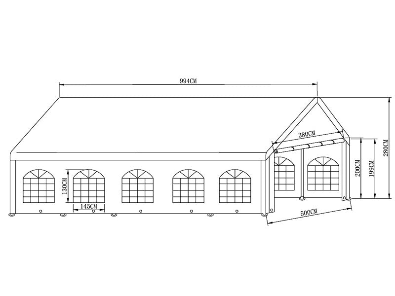 Marquee Basic 5x10 m PE 500, White