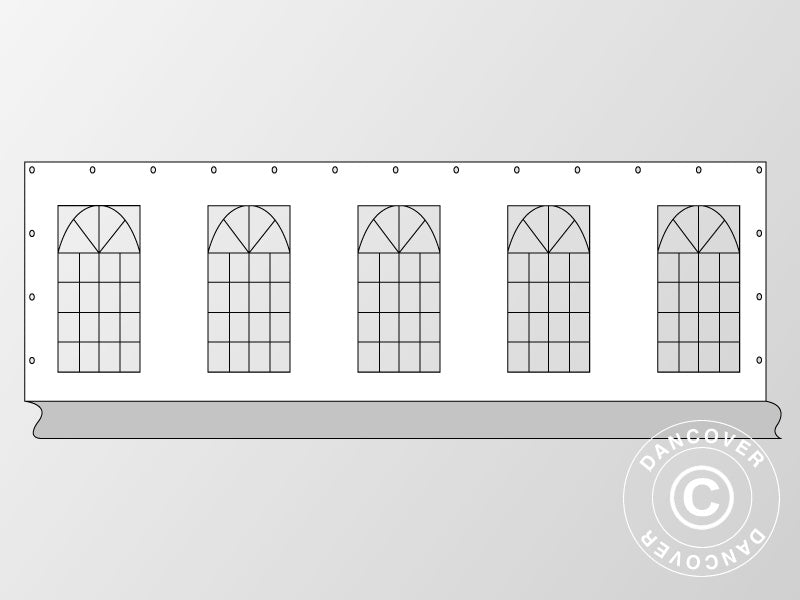 Paroi latérale avec fenêtre pour tente de réception PLUS 10m, Blanc/Gris
