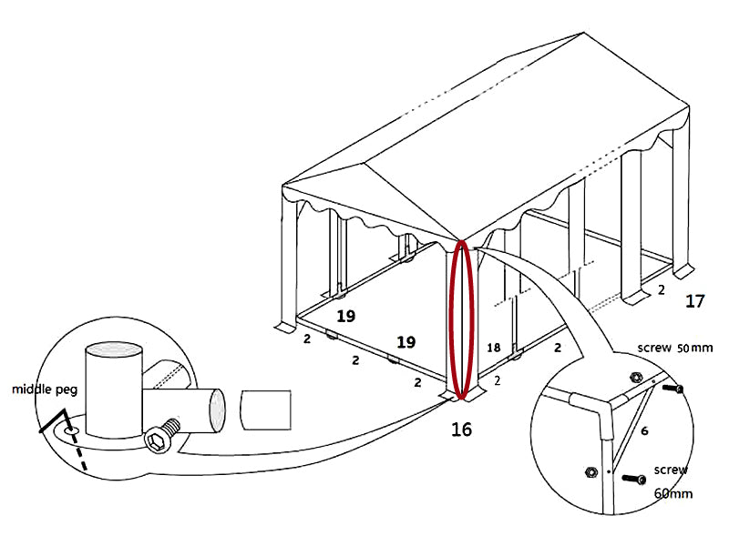 Gamba d'appoggio, Ø50mm, 2188mm