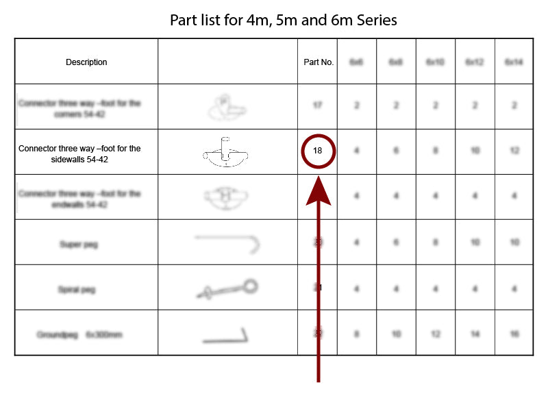 3-Wege-Verbindungsstück für Grundrahmen, Ø42+Ø54mm