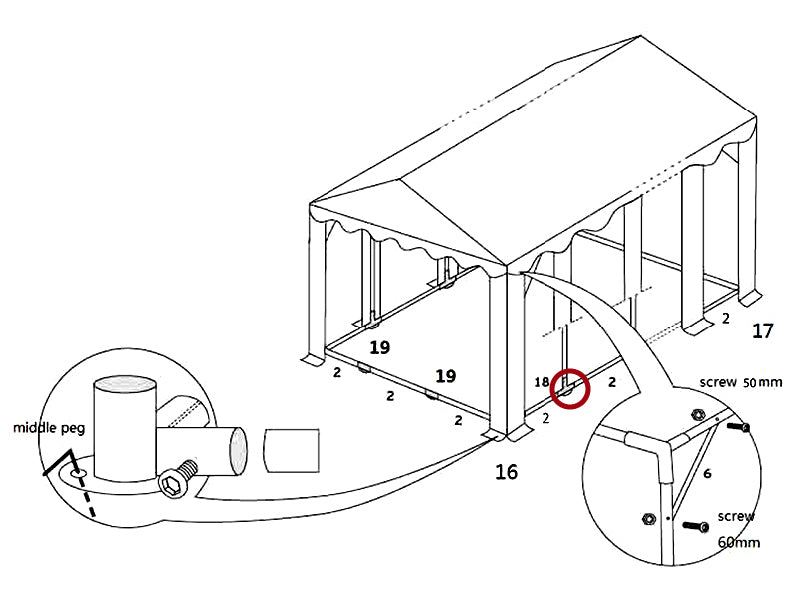 3-Wege-Verbindungsstück für Grundrahmen, Ø42+Ø54mm