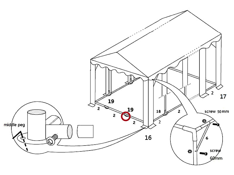 2-Wege-Verbindungsstück für Grundrahmen, Ø42mm