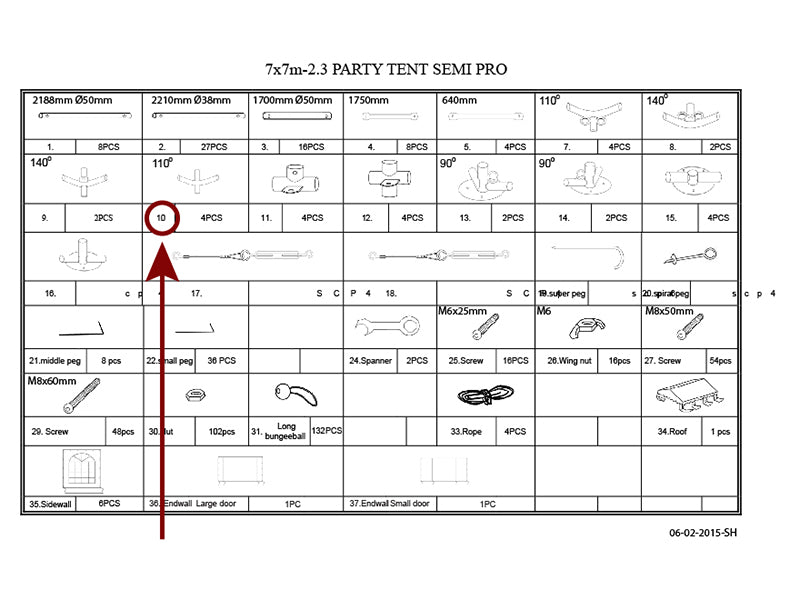 4 polių tvirtinimui, Ø42+Ø54mm, 110°