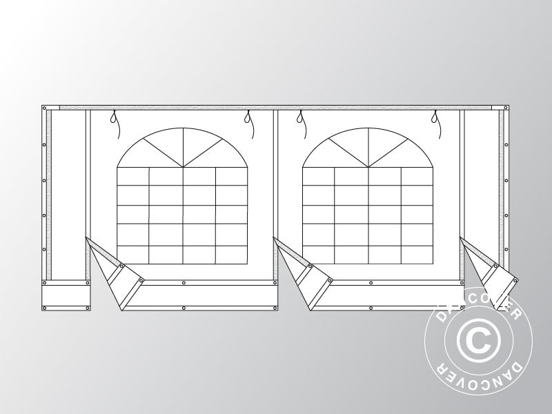 Endwall w/large window and wide door, 5 m, PVC, White
