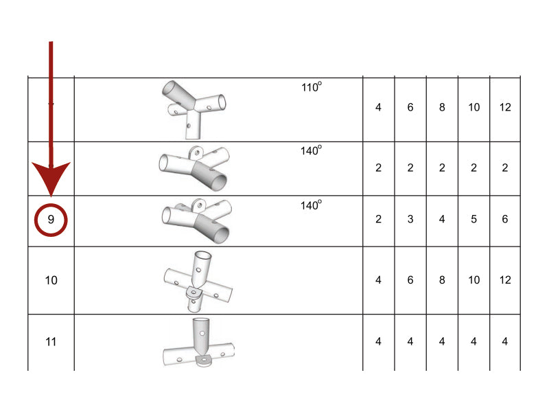 4-Wege-Verbindungsstück,  Ø42mm, 140°